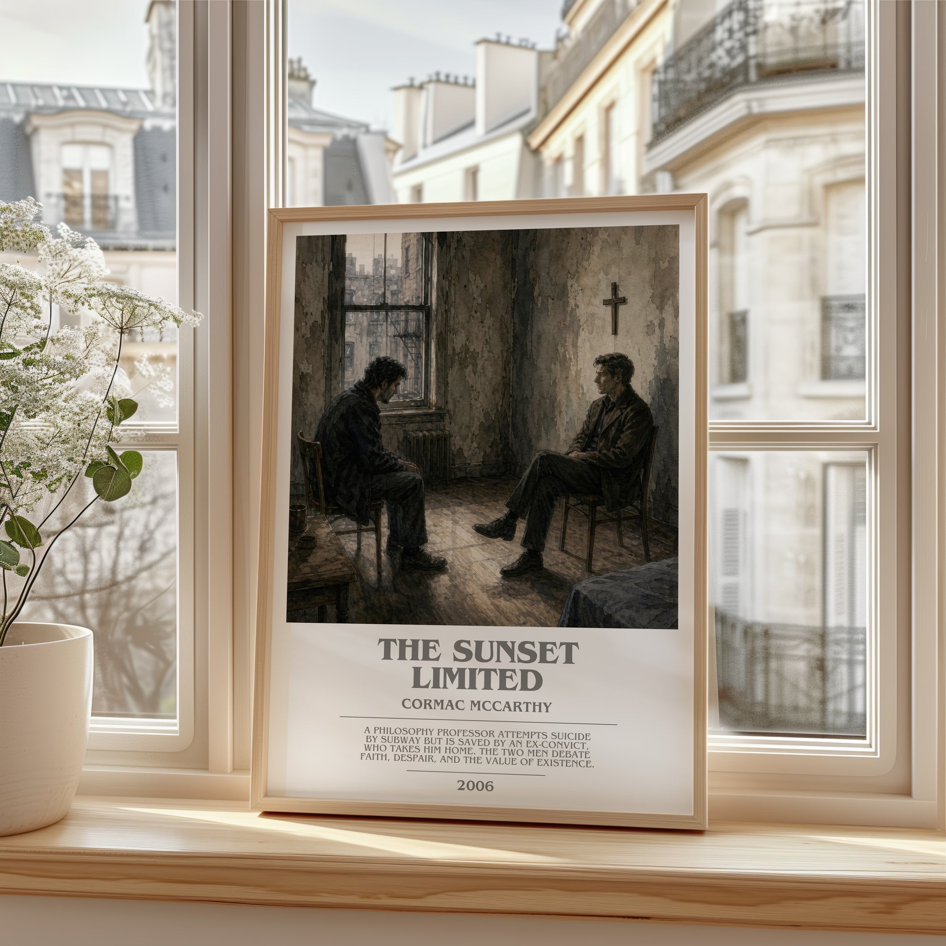 The Sunset Limited bookish poster colour and style options – Cormac Mccarthy book art