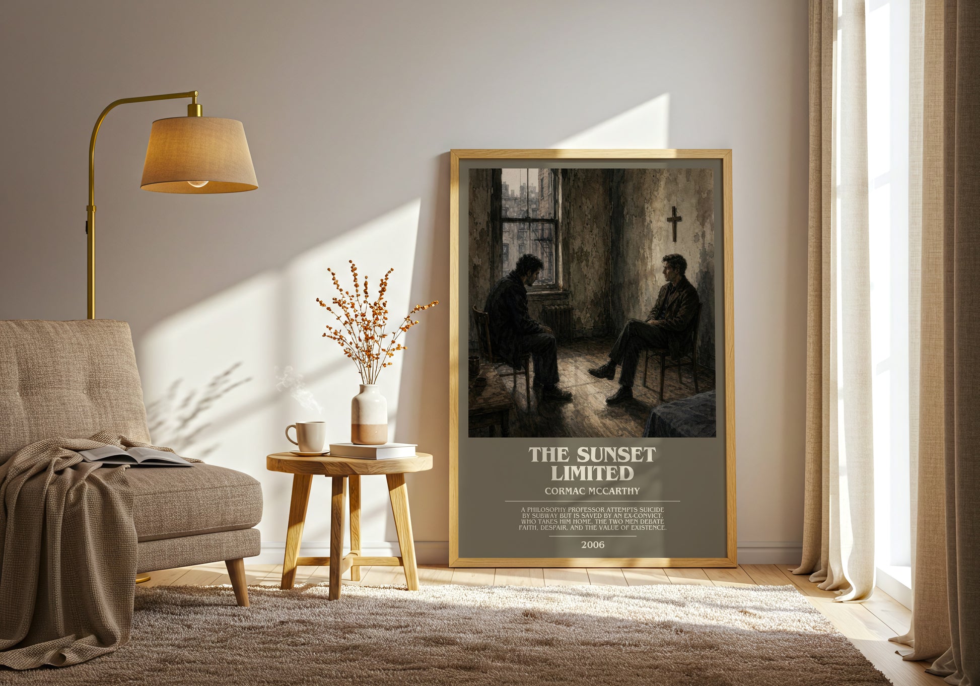 The Sunset Limited bookish print on bookshelf – Cormac Mccarthy fan gift