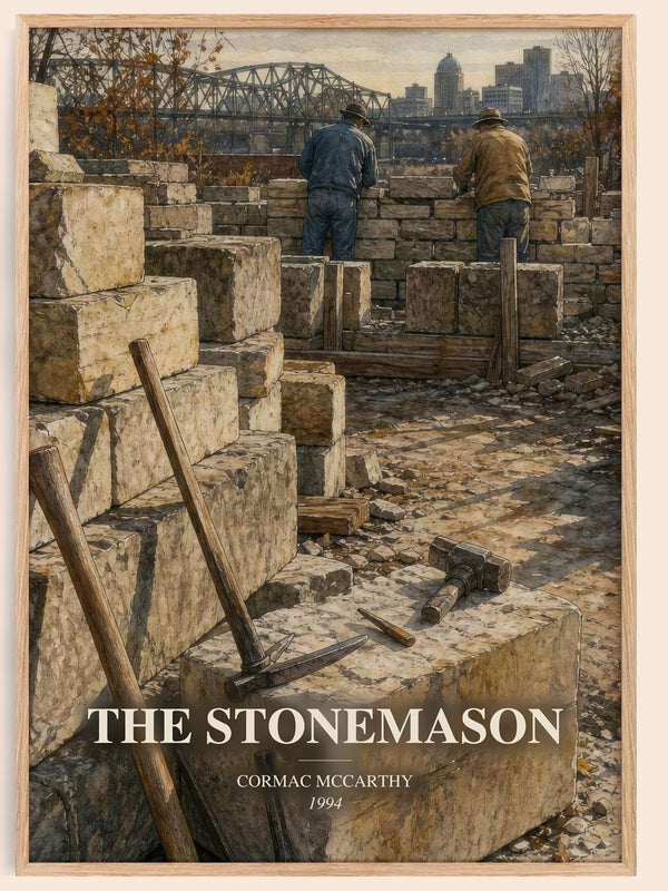 The Stonemason watercolour book poster by Cormac Mccarthy – framed literary art print
