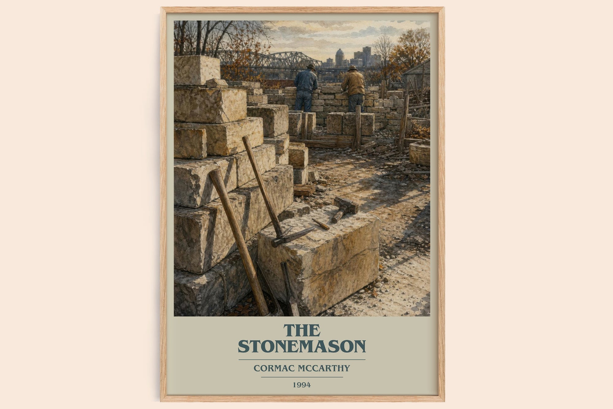 The Stonemason book cover book poster by Cormac Mccarthy – framed literary art print