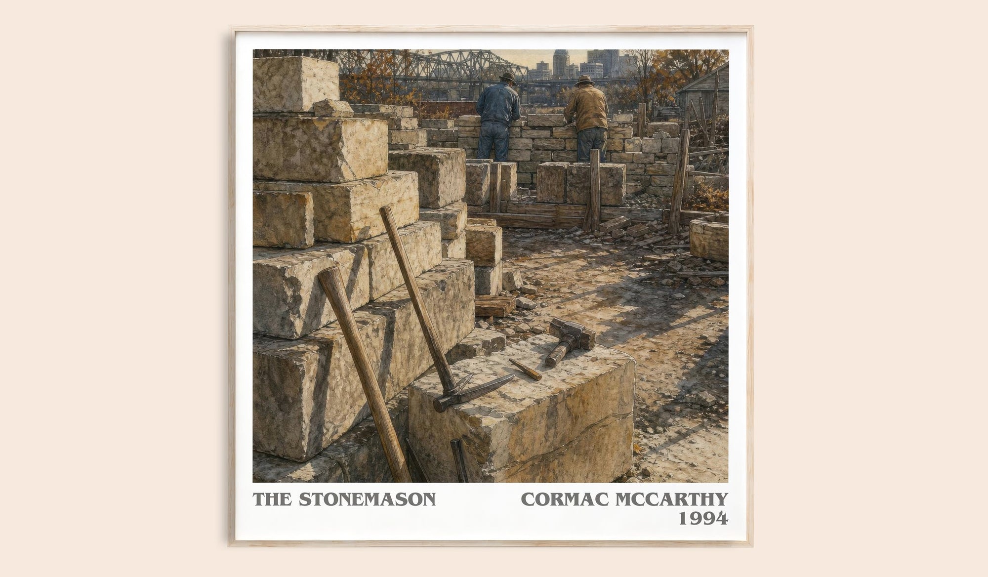 The Stonemason literary book poster by Cormac Mccarthy – framed literary art print