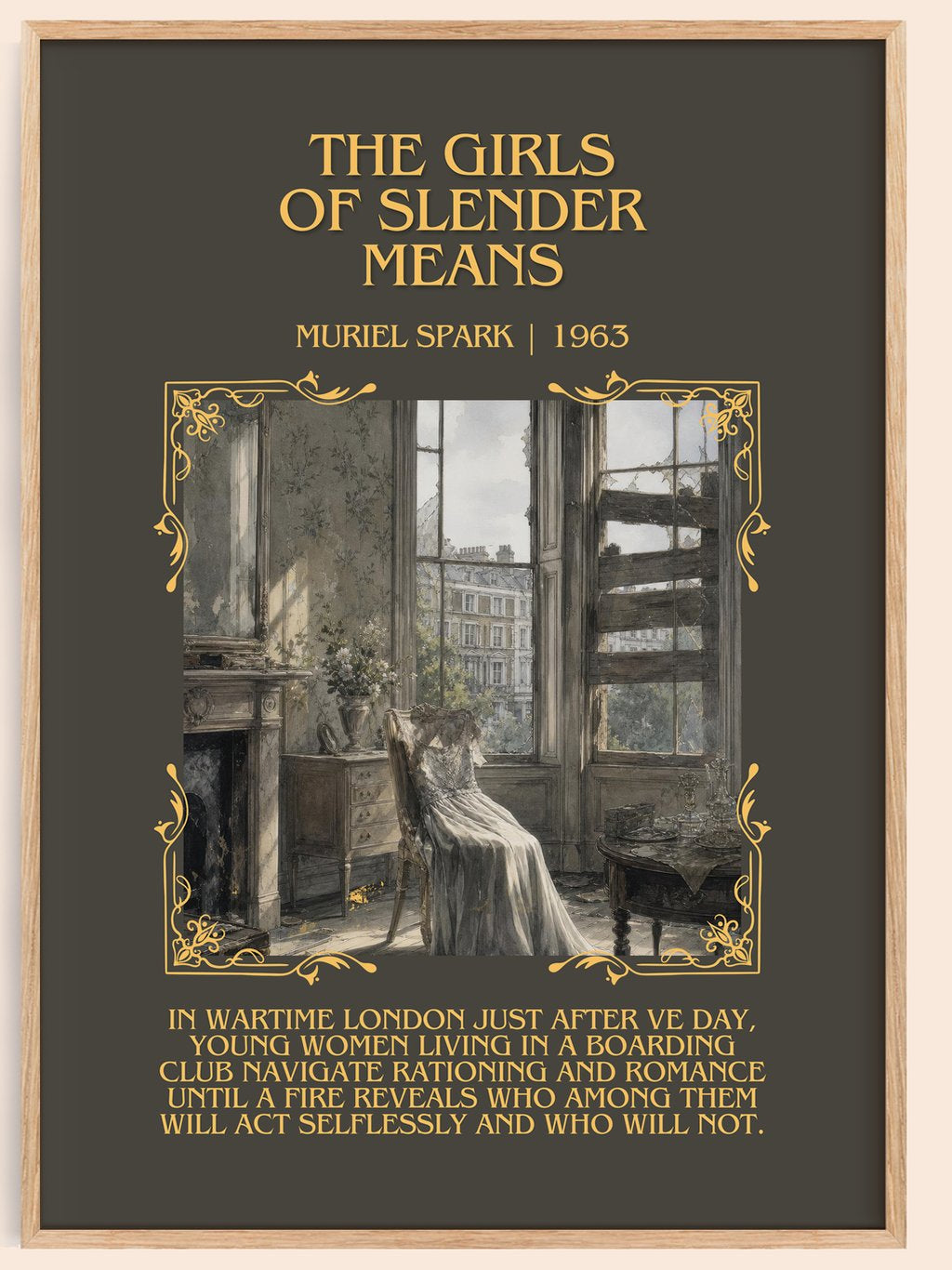 The Girls of Slender Means Minimalist Book Poster by Muriel Spark – book poster