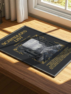 Schindler's List Minimalist Book Poster by Thomas Keneally – print on a sunlit desk