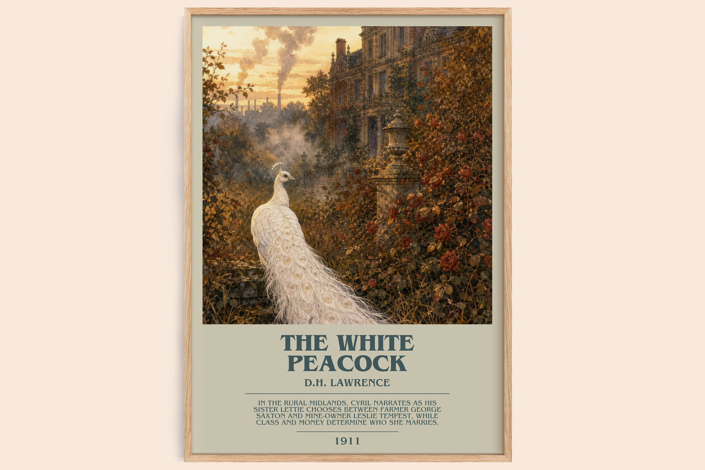 The White Peacock bookish book poster by D.H. Lawrence – framed literary art print