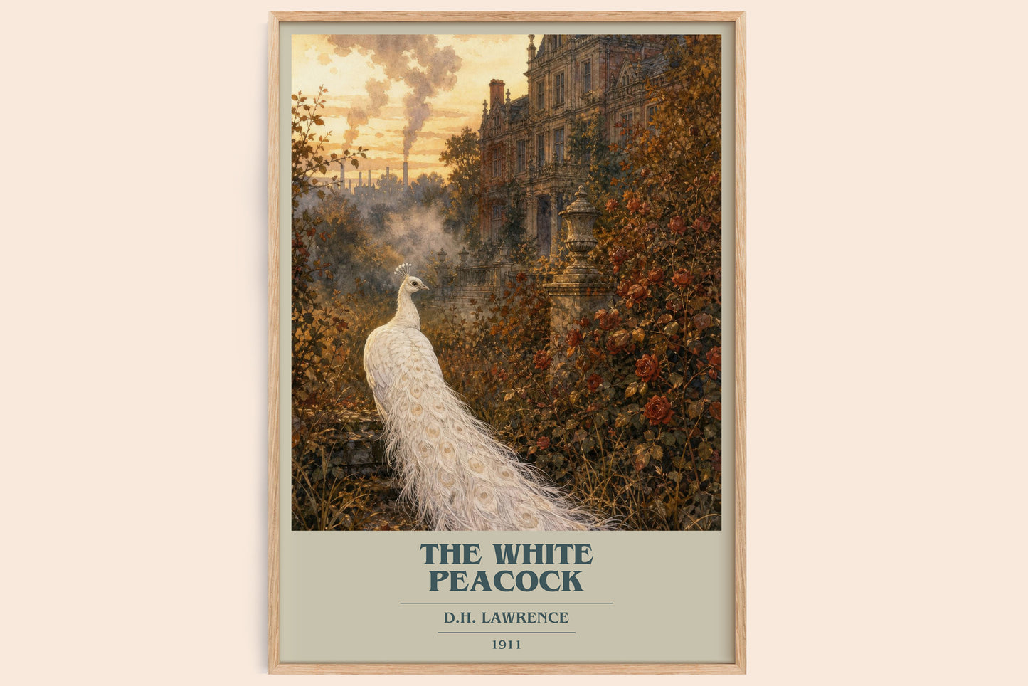 The White Peacock book cover book poster by D.H. Lawrence – framed literary art print