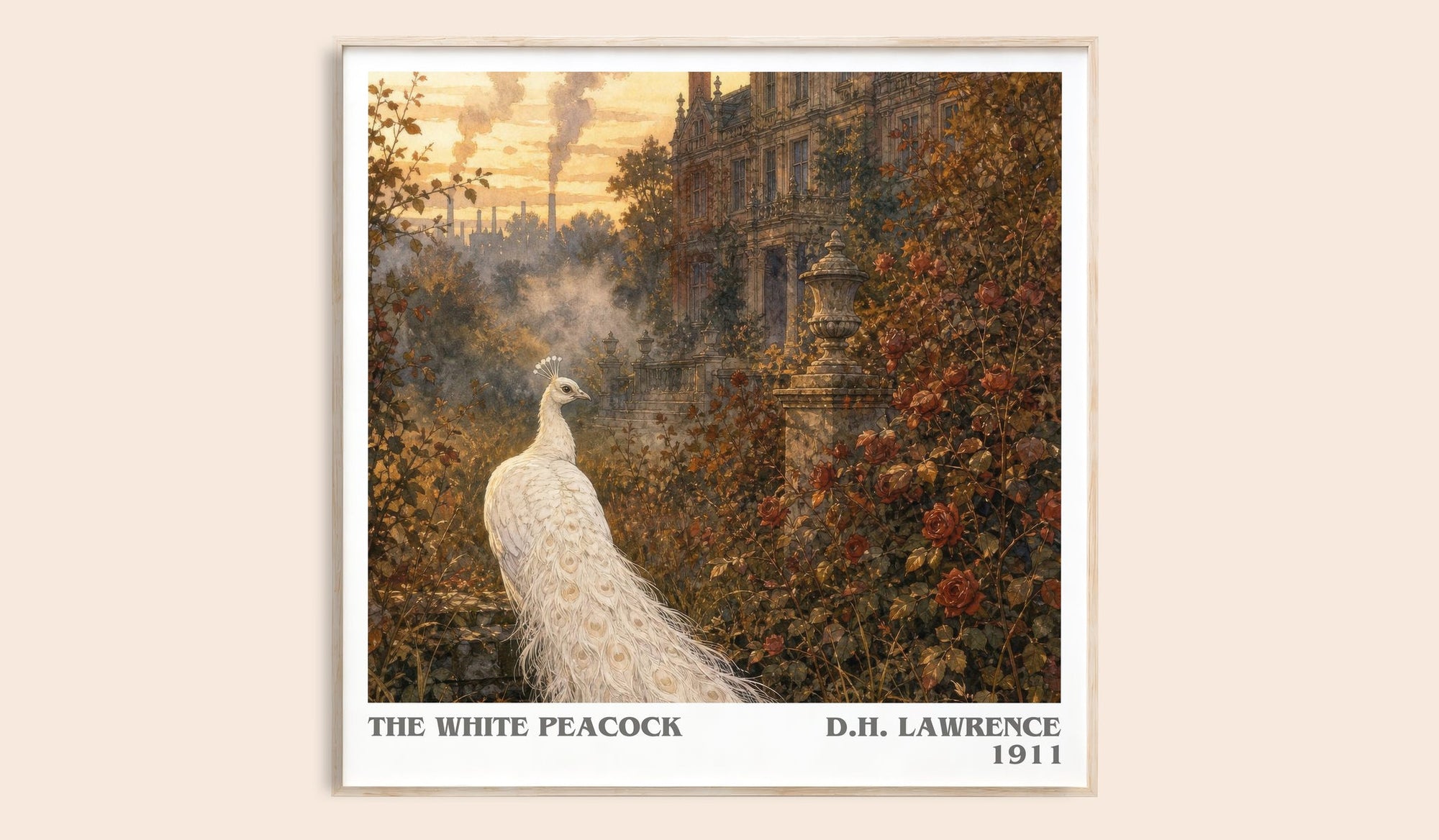 The White Peacock literary book poster by D.H. Lawrence – framed literary art print