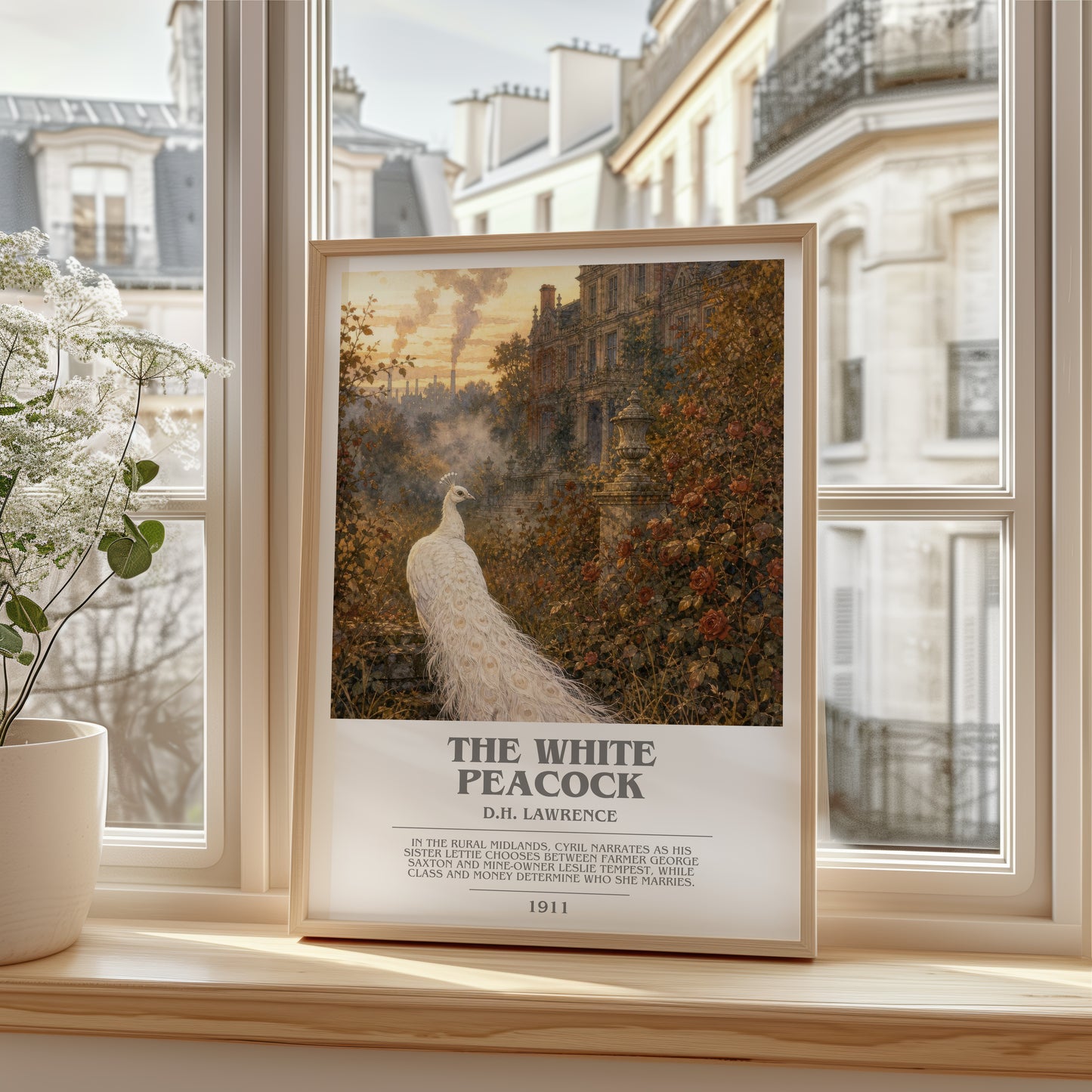 The White Peacock bookish poster colour and style options – D.H. Lawrence book art