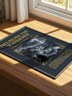 Melmoth the Wanderer Minimalist Book Poster by Charles Robert Maturin – print on a sunlit desk