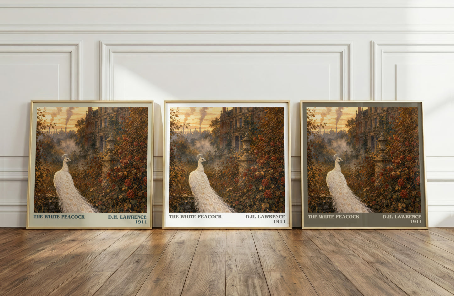 The White Peacock literary art print colour and style options – D.H. Lawrence book art