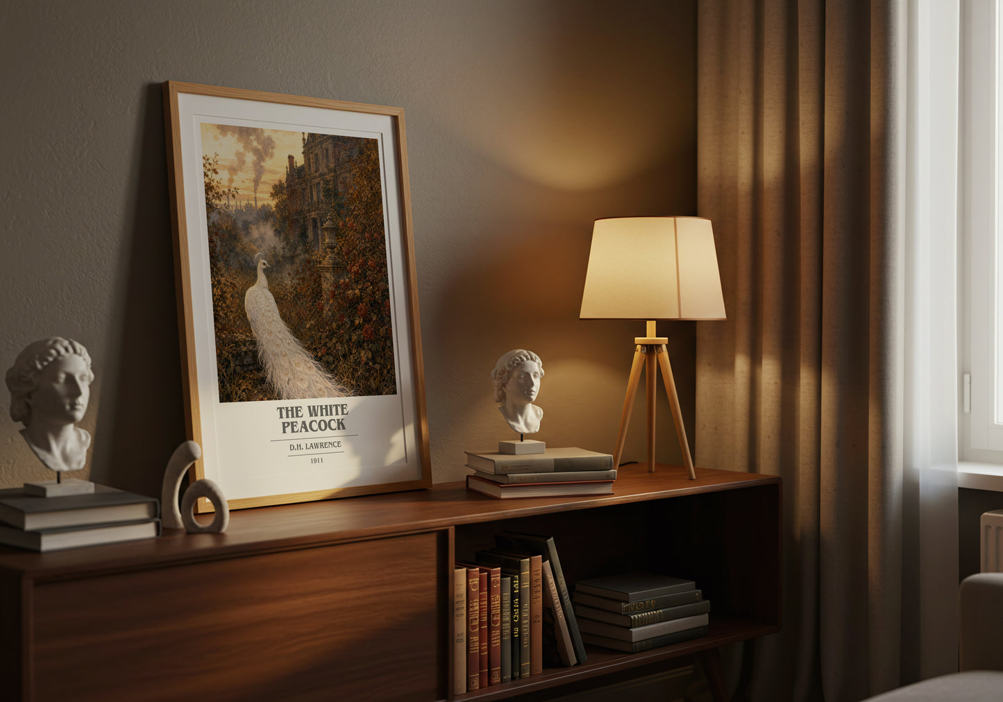 The White Peacock book cover book poster framed on wall – literary fiction wall art