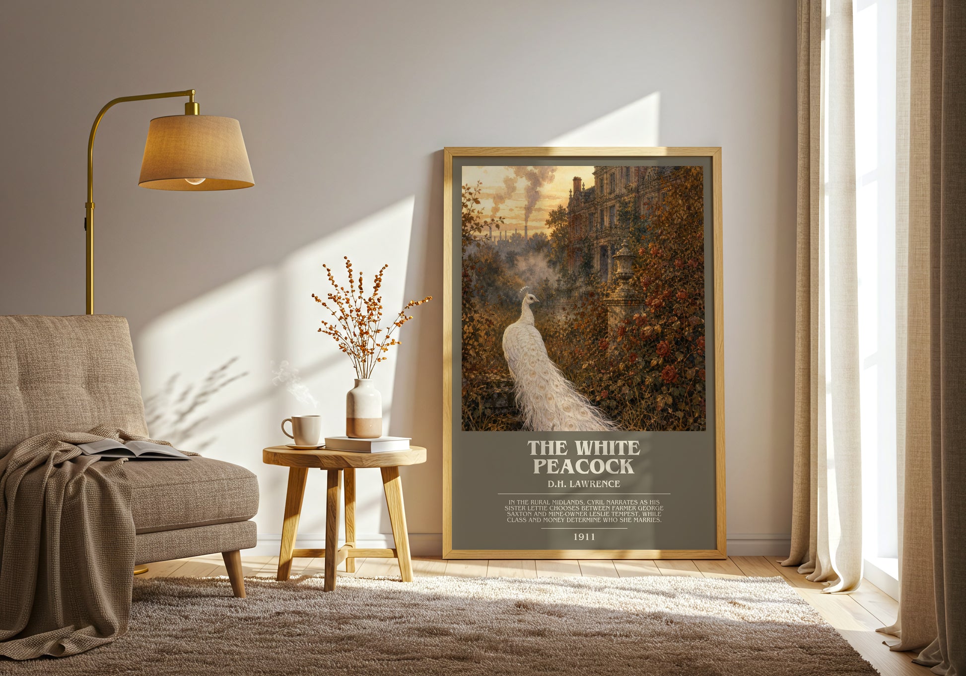 The White Peacock bookish print on bookshelf – D.H. Lawrence fan gift