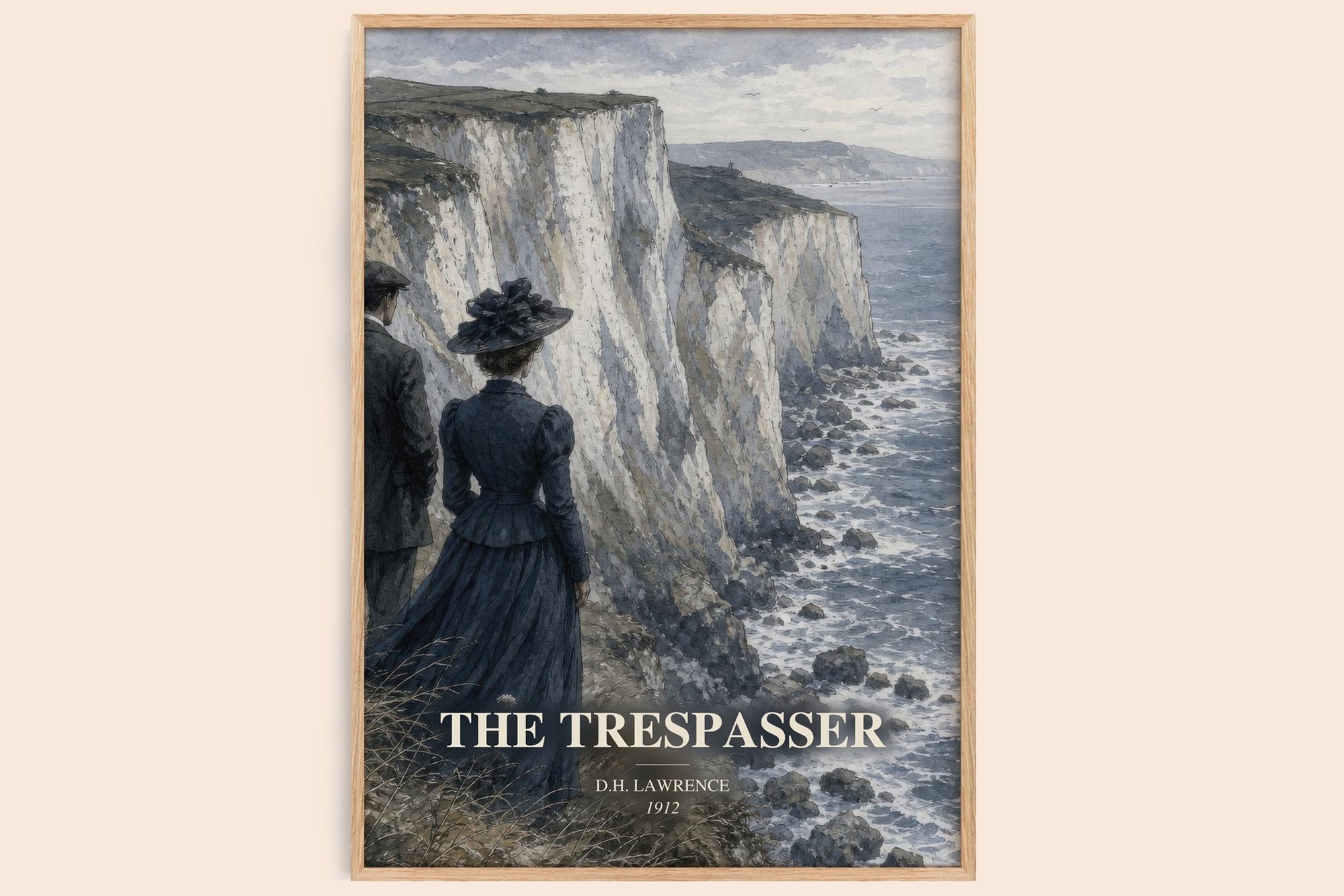 The Trespasser watercolour book poster by D.H. Lawrence – framed literary art print