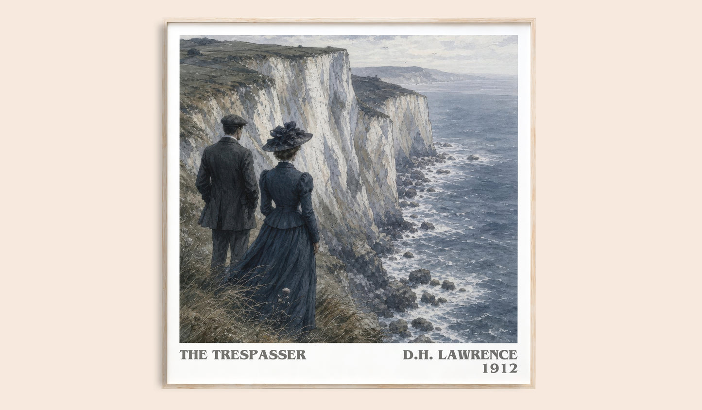The Trespasser literary book poster by D.H. Lawrence – framed literary art print