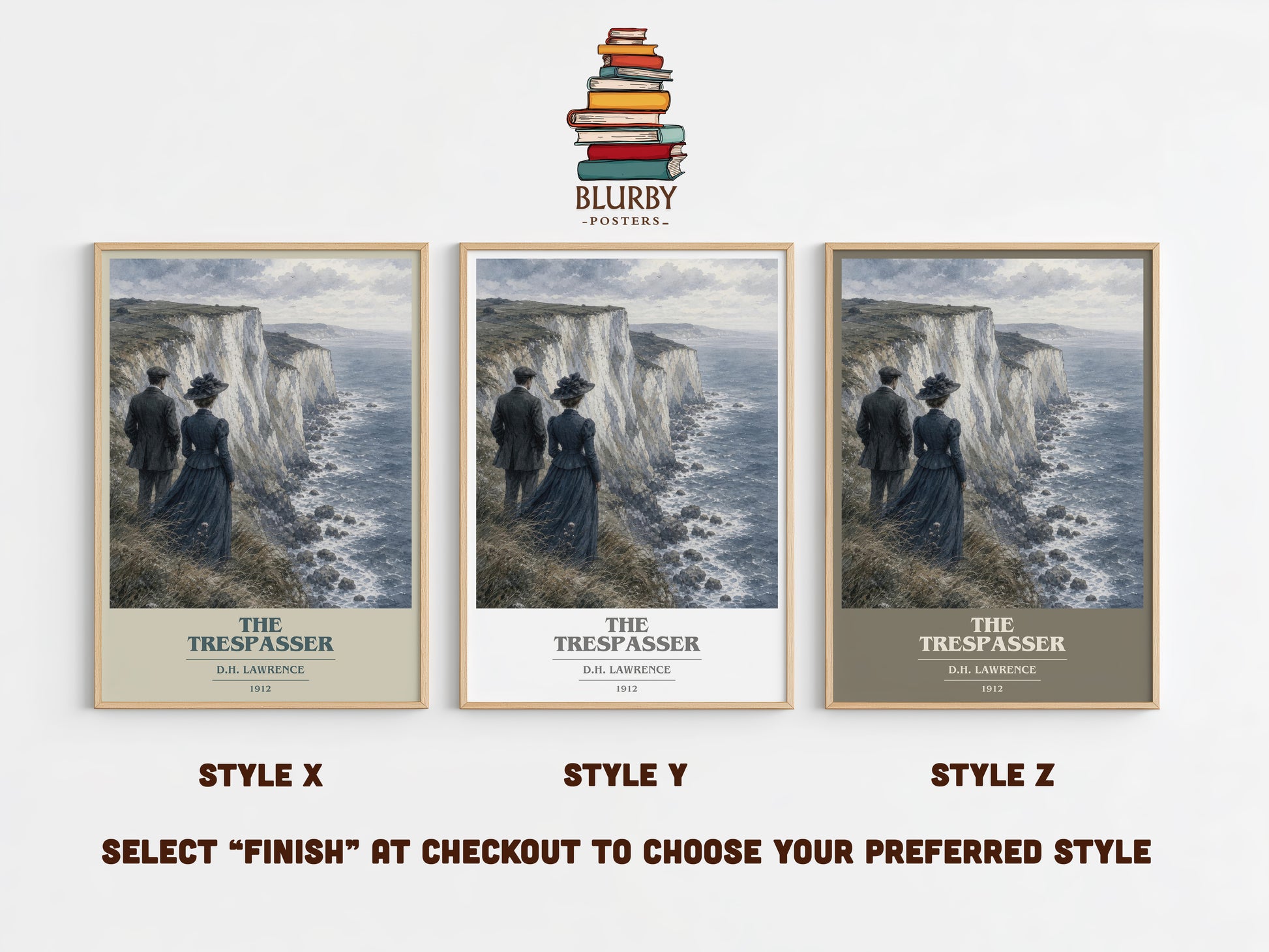 The Trespasser book cover print in frame leaning in hallway – classic literature wall art