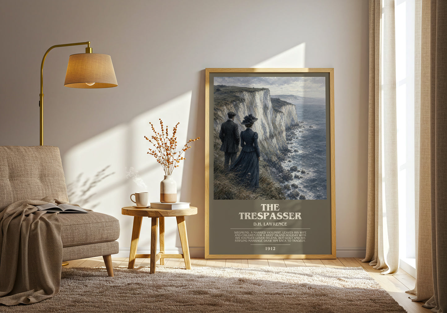 The Trespasser bookish print on bookshelf – D.H. Lawrence fan gift