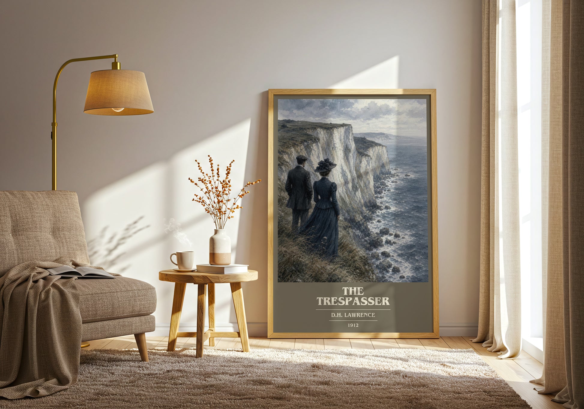 The Trespasser book cover print on bookshelf – D.H. Lawrence fan gift