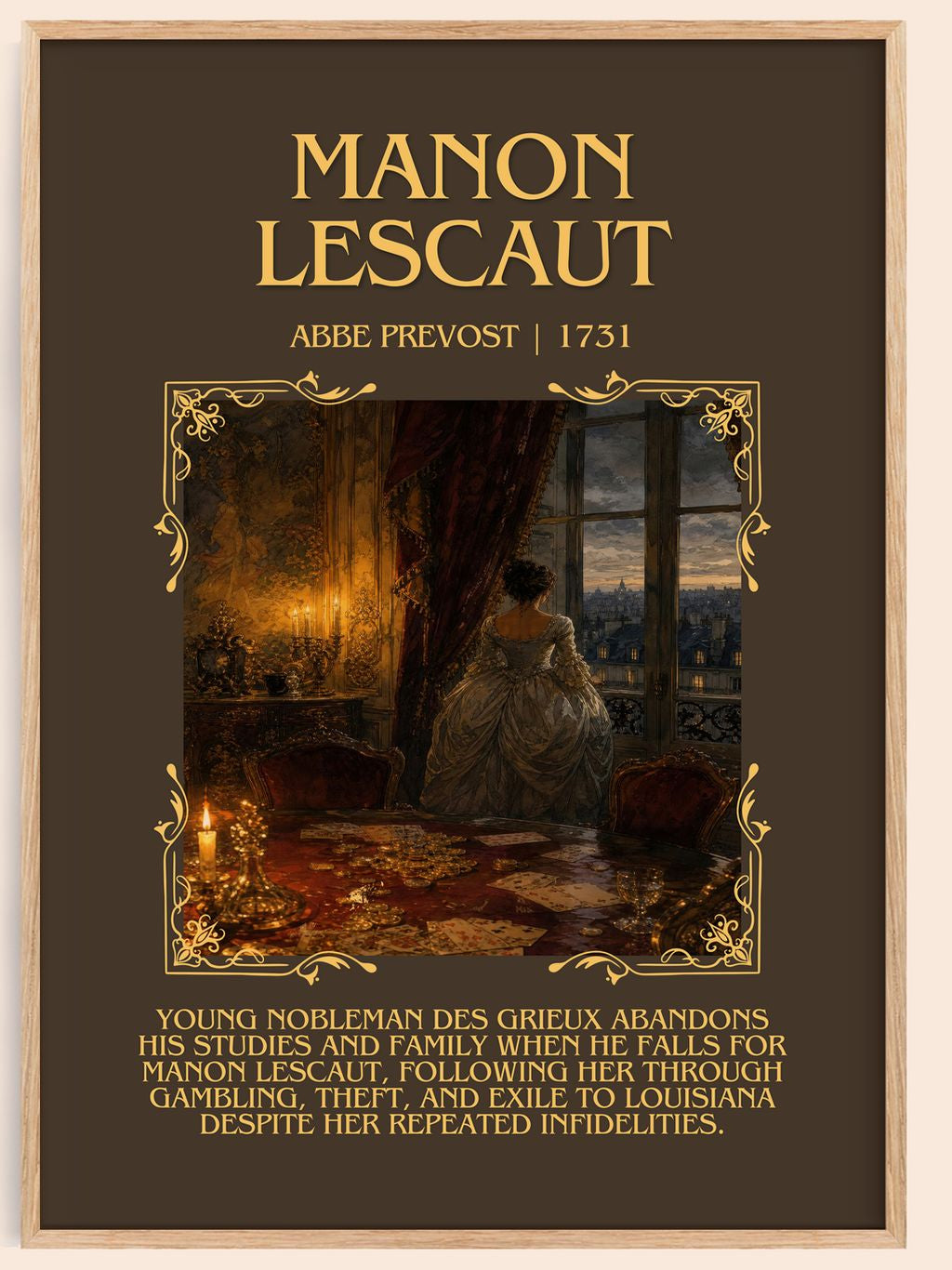 Manon Lescaut Minimalist Book Poster by Abbe Prevost – book poster