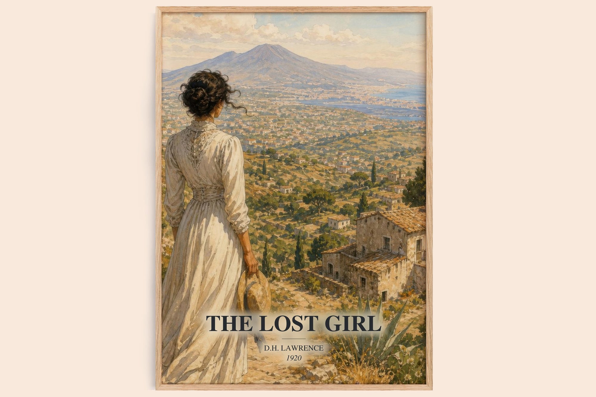 The Lost Girl watercolour book poster by D.H. Lawrence – framed literary art print
