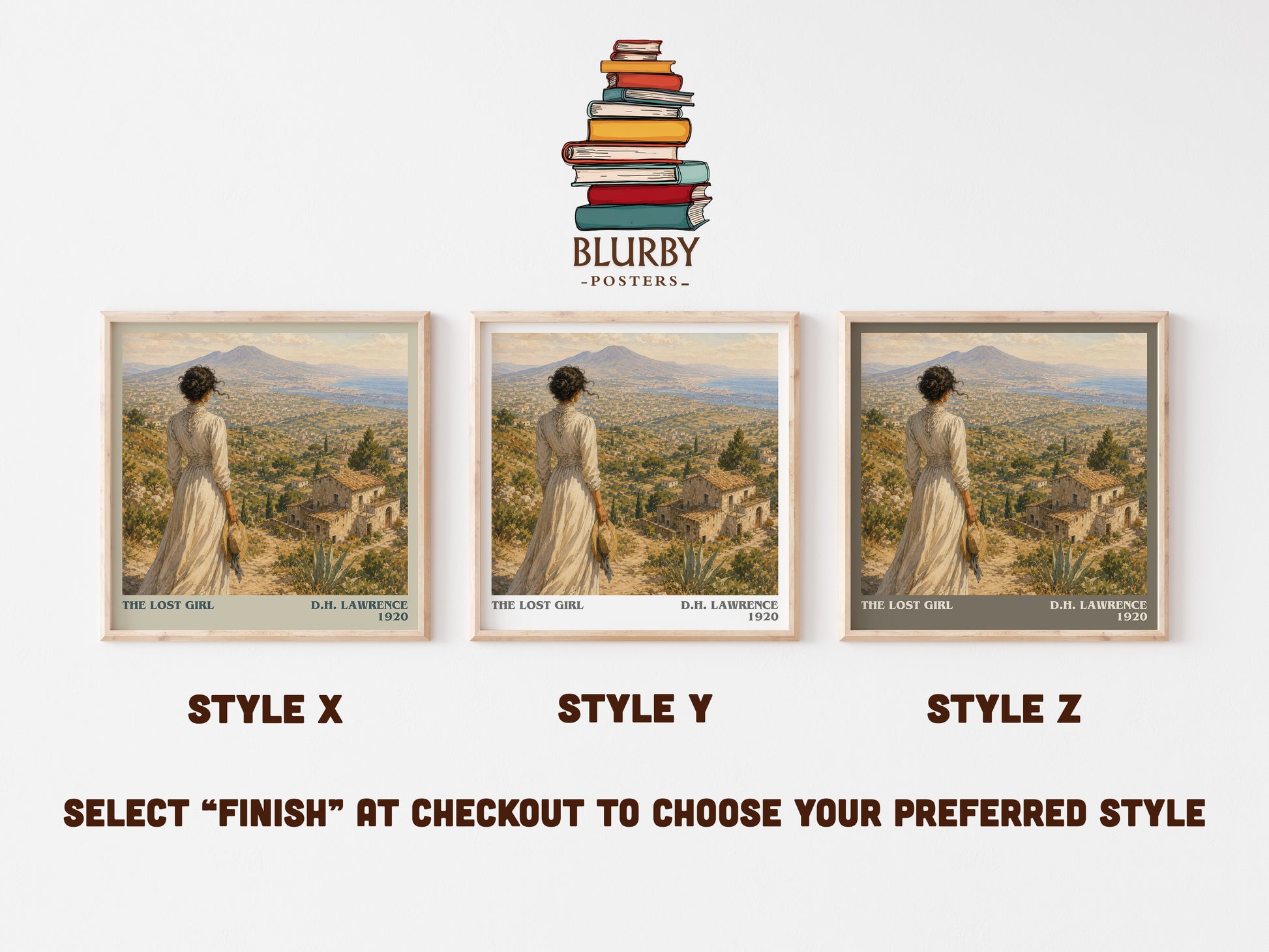The Lost Girl literary print in frame leaning in hallway – literary fiction wall art