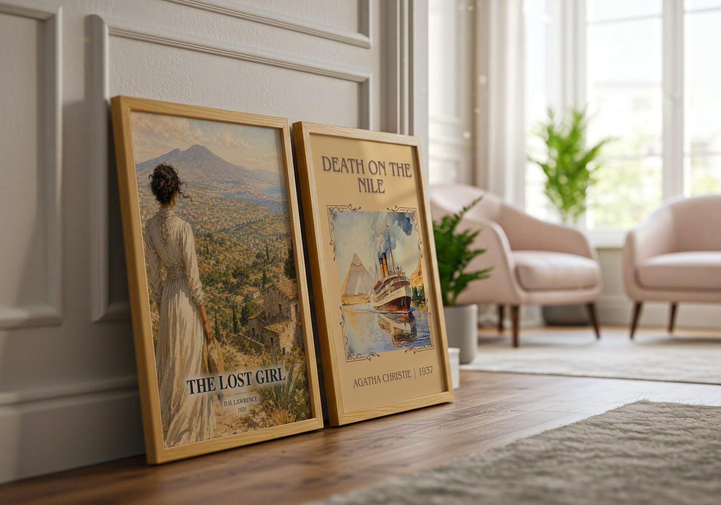 The Lost Girl watercolour print framed by window – literary home decor