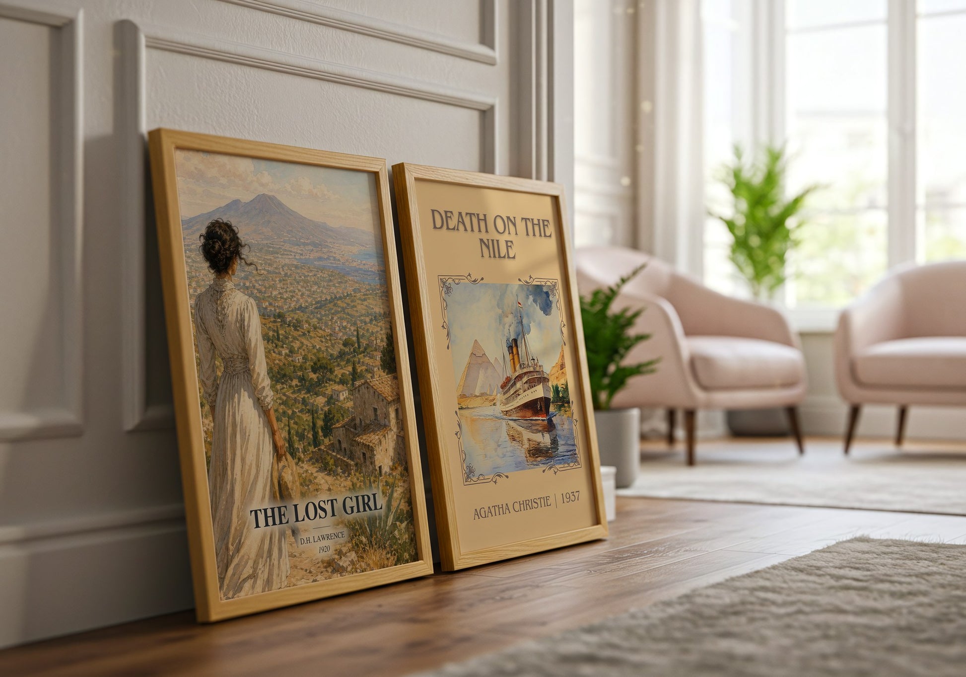 The Lost Girl watercolour print framed by window – literary home decor