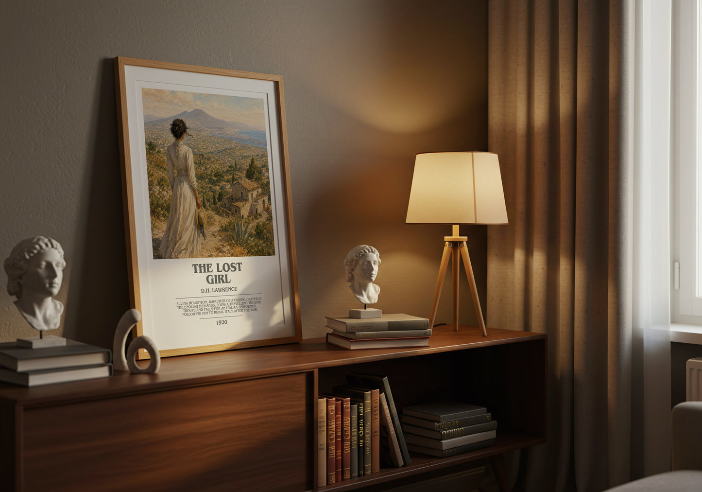 The Lost Girl bookish book poster framed on wall – literary fiction wall art