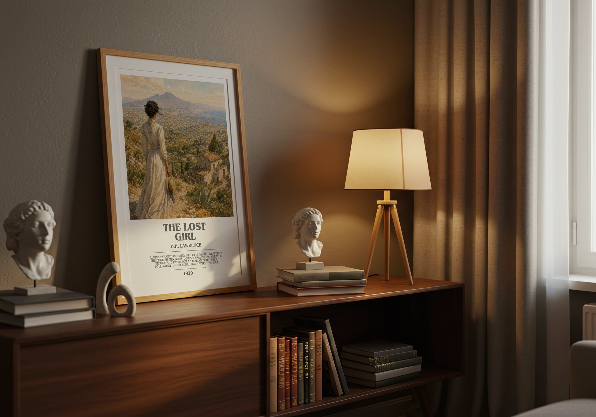 The Lost Girl bookish book poster framed on wall – literary fiction wall art