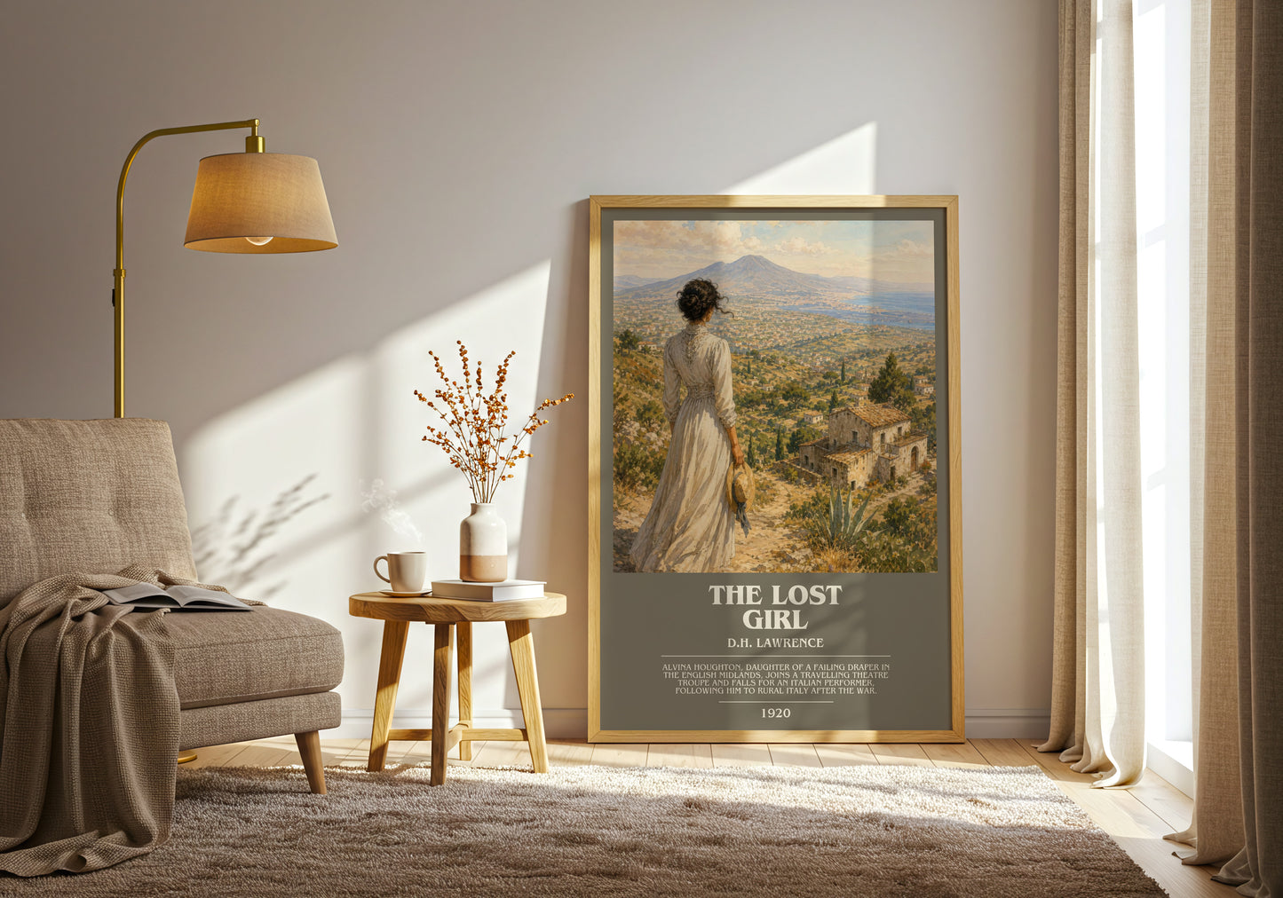 The Lost Girl bookish print on bookshelf – D.H. Lawrence fan gift