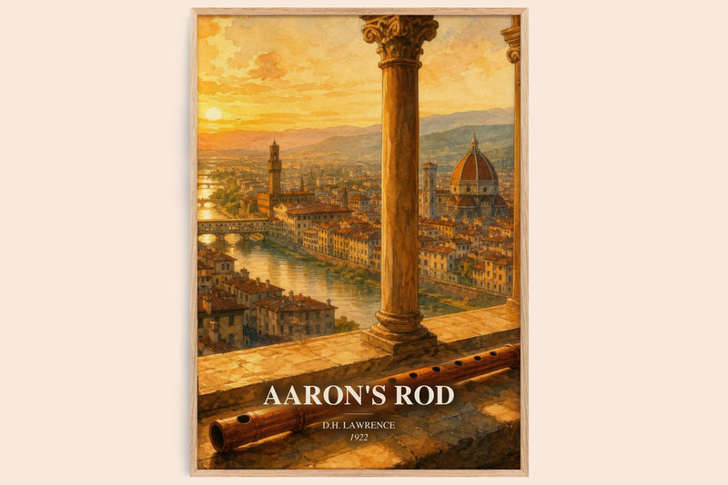 Aaron'S Rod watercolour book poster by D.H. Lawrence – framed literary art print