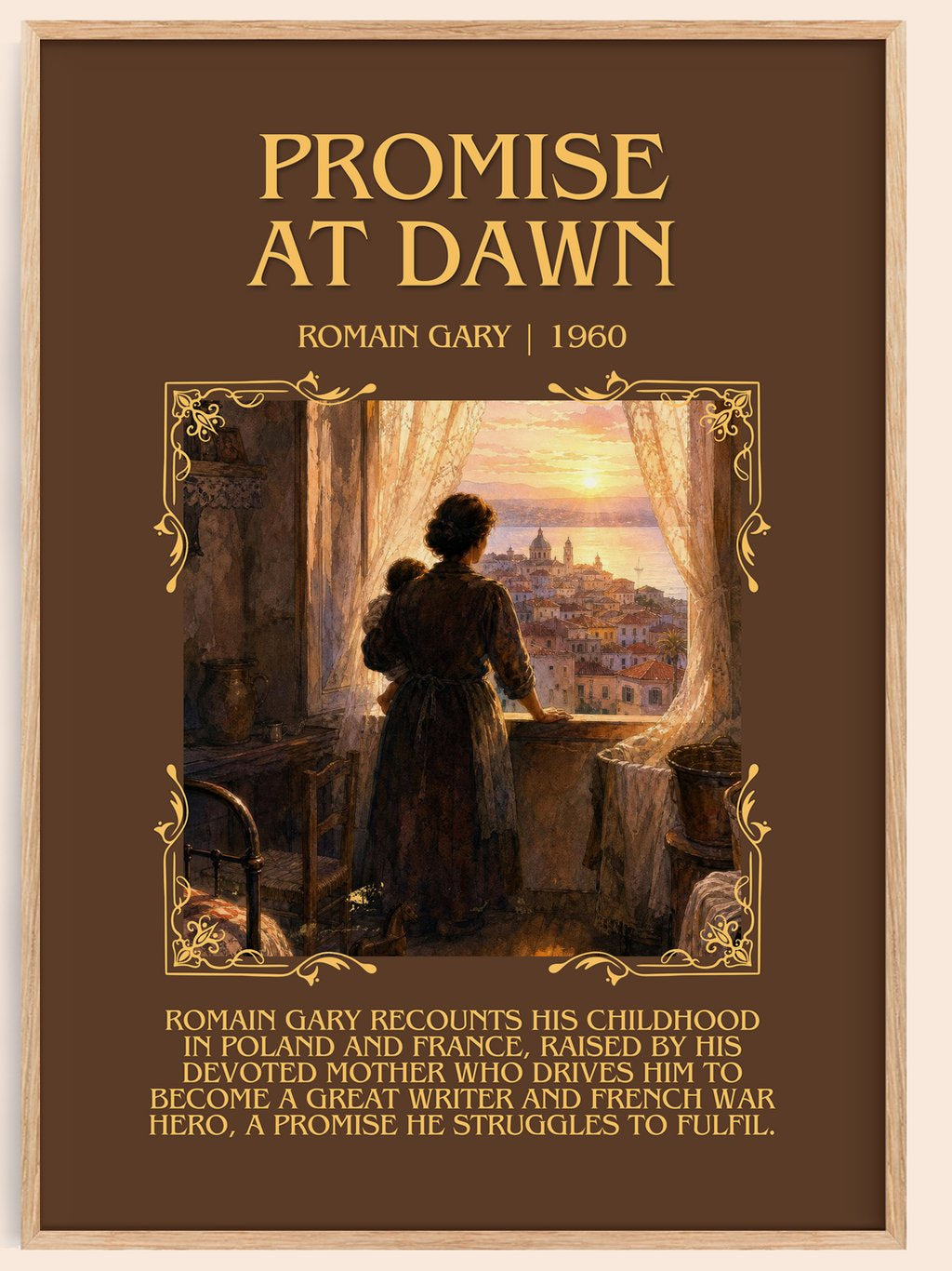 Promise at Dawn Minimalist Book Poster by Romain Gary – book poster