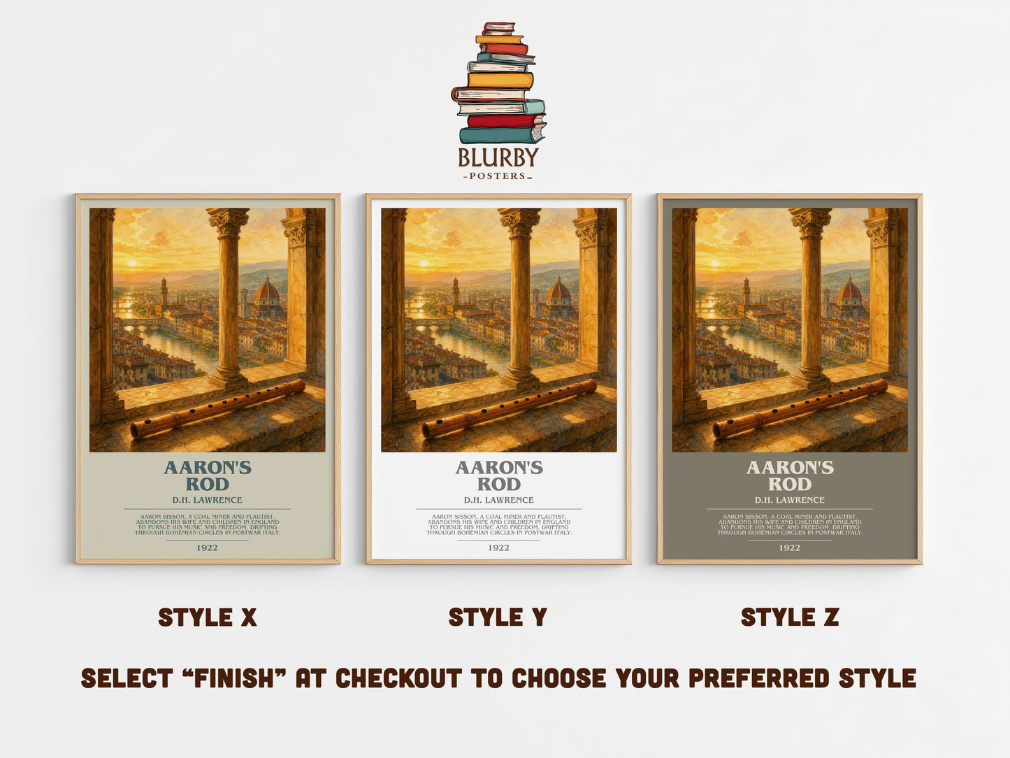 Aaron'S Rod bookish print in frame leaning in hallway – classic literature wall art