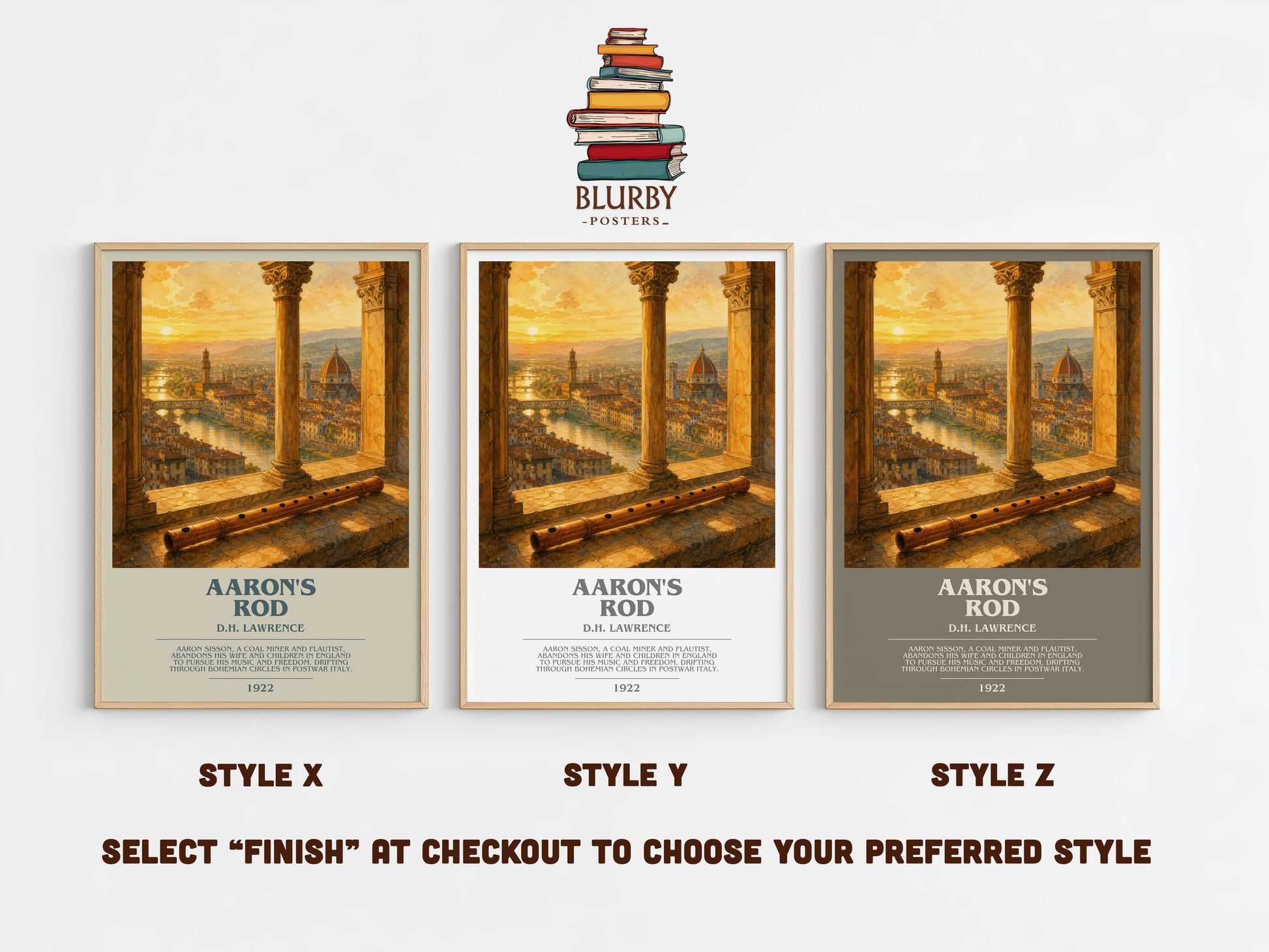 Aaron'S Rod bookish print in frame leaning in hallway – classic literature wall art