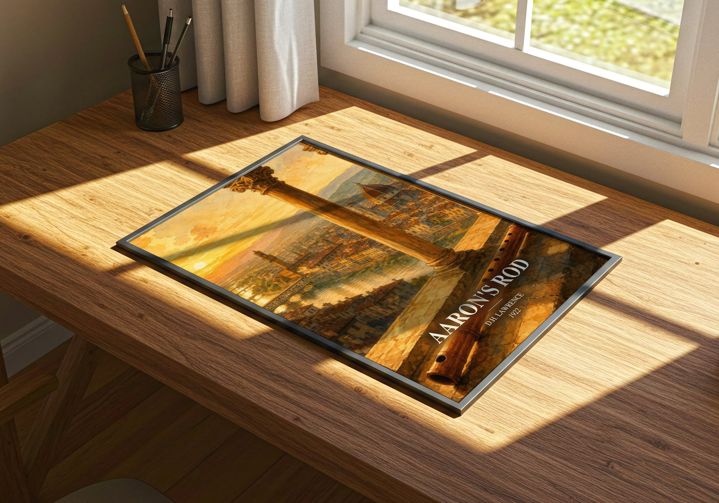 Aaron'S Rod watercolour book poster framed on wall – classic literature wall art