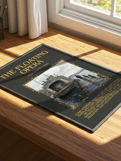 The Floating Opera Minimalist Book Poster by John Barth – print on a sunlit desk