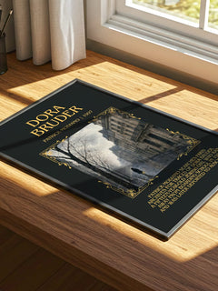 Dora Bruder Minimalist Book Poster by Patrick Modiano – print on a sunlit desk