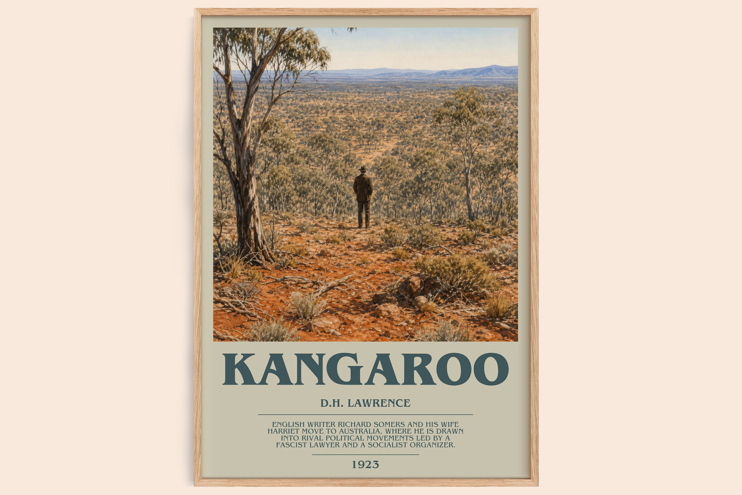 Kangaroo bookish book poster by D.H. Lawrence – framed literary art print