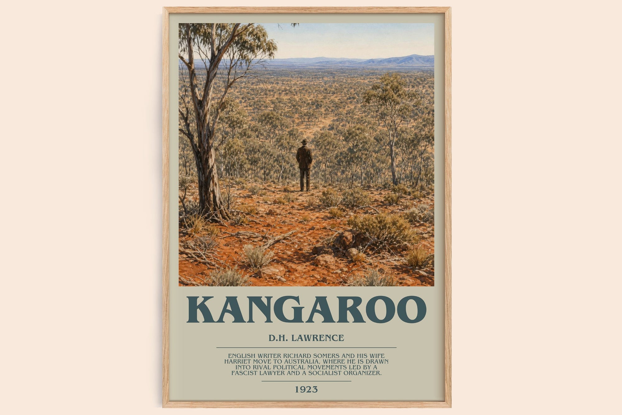 Kangaroo bookish book poster by D.H. Lawrence – framed literary art print