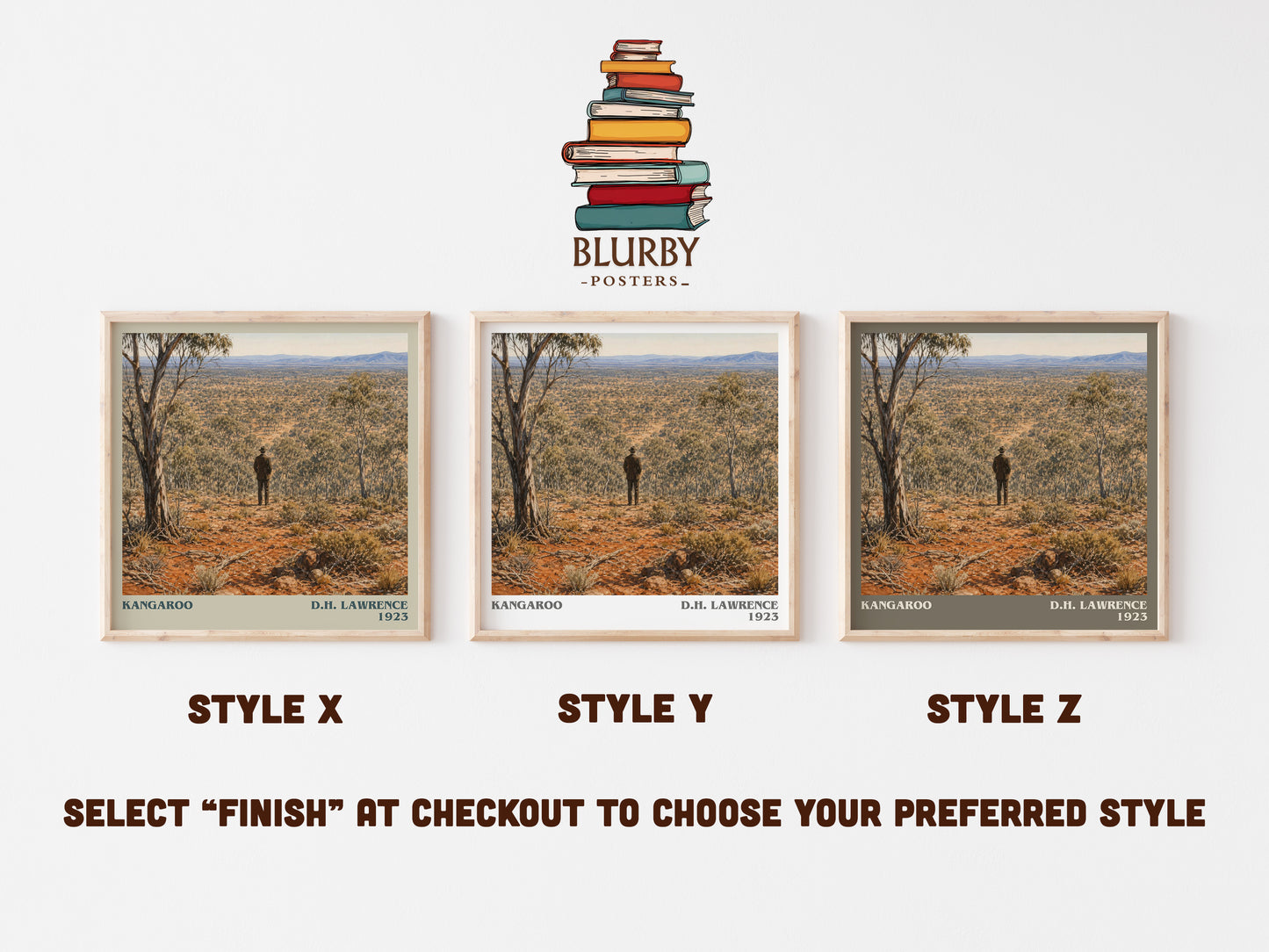 Kangaroo literary print in frame leaning in hallway – literary fiction wall art