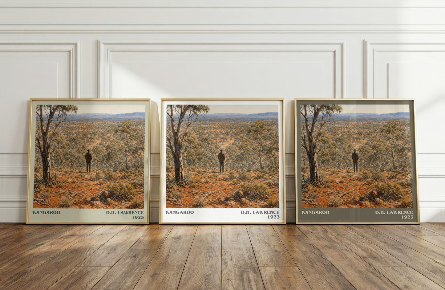 Kangaroo literary art print colour and style options – D.H. Lawrence book art