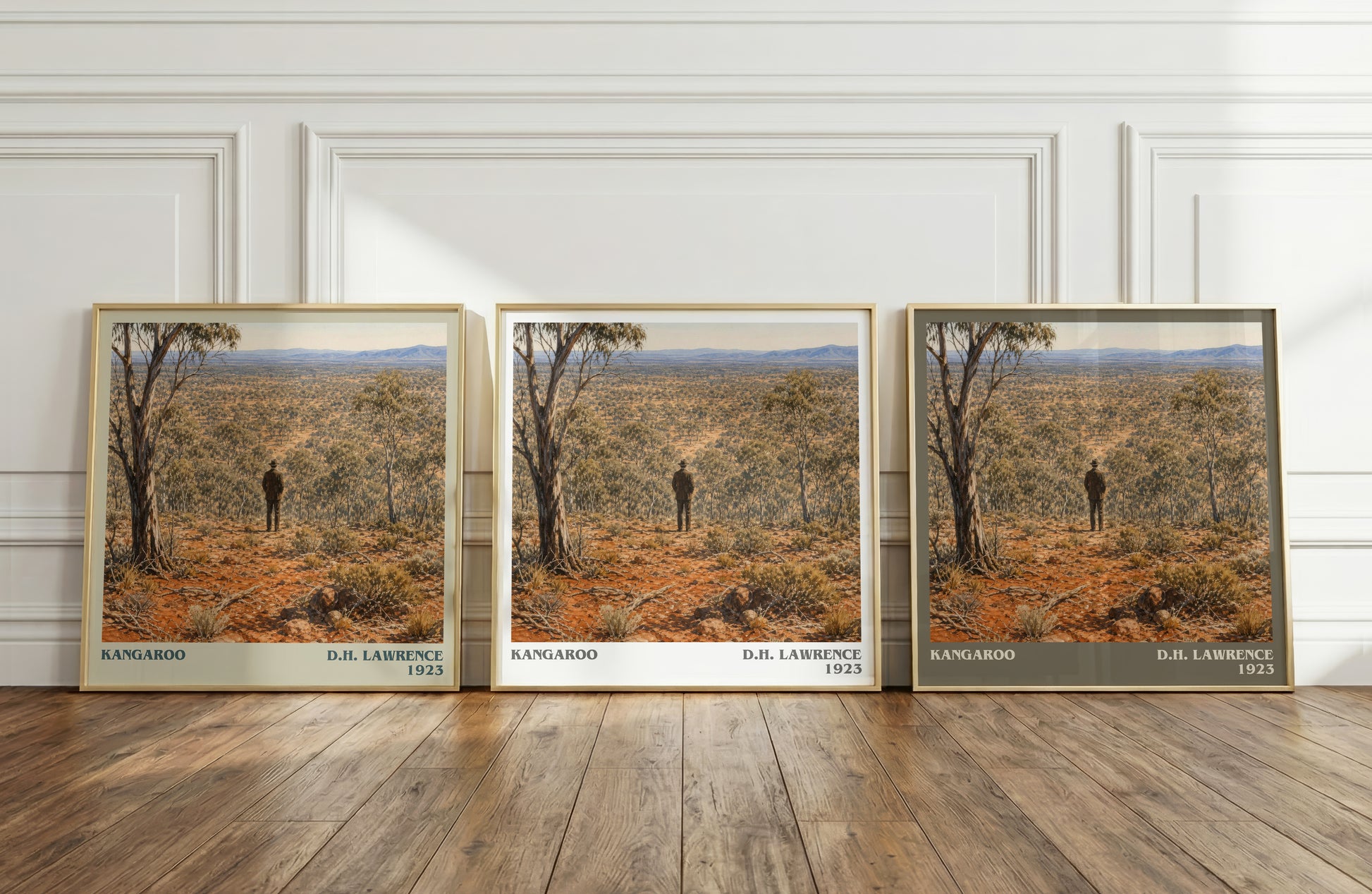 Kangaroo literary art print colour and style options – D.H. Lawrence book art