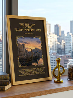 History of the Peloponnesian War Minimalist Book Poster by Thucydides – framed print on a city-view windowsill