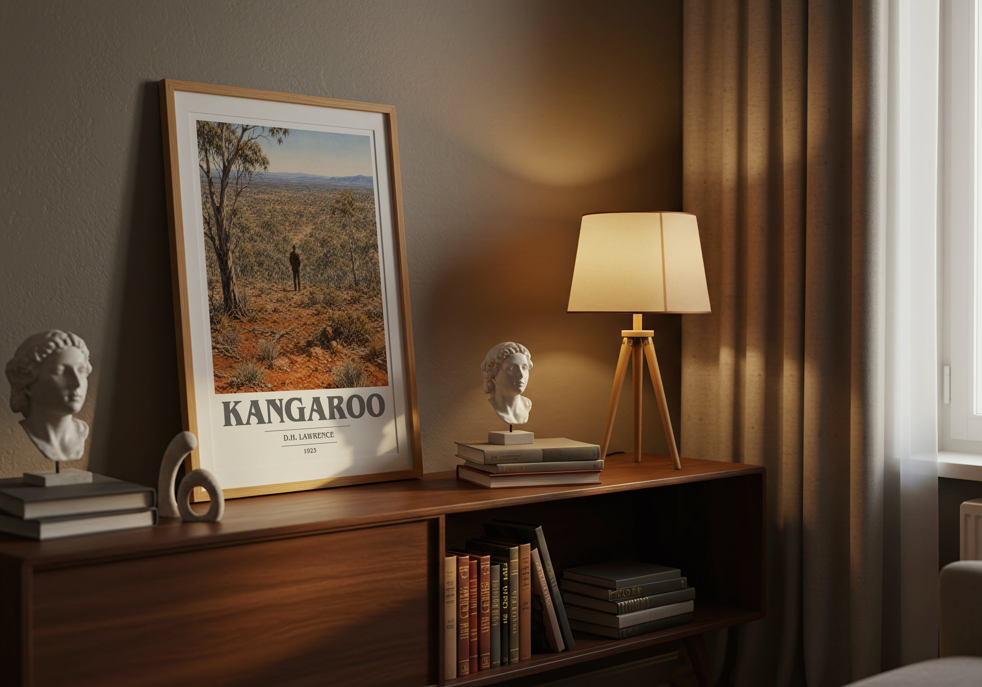Kangaroo book cover book poster framed on wall – literary fiction wall art