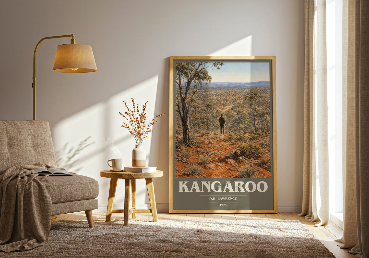 Kangaroo book cover print on bookshelf – D.H. Lawrence fan gift