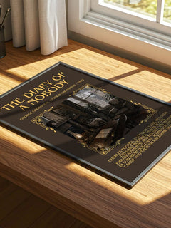 Diary of a Nobody Minimalist Book Poster by G. Grossmith – print on a sunlit desk