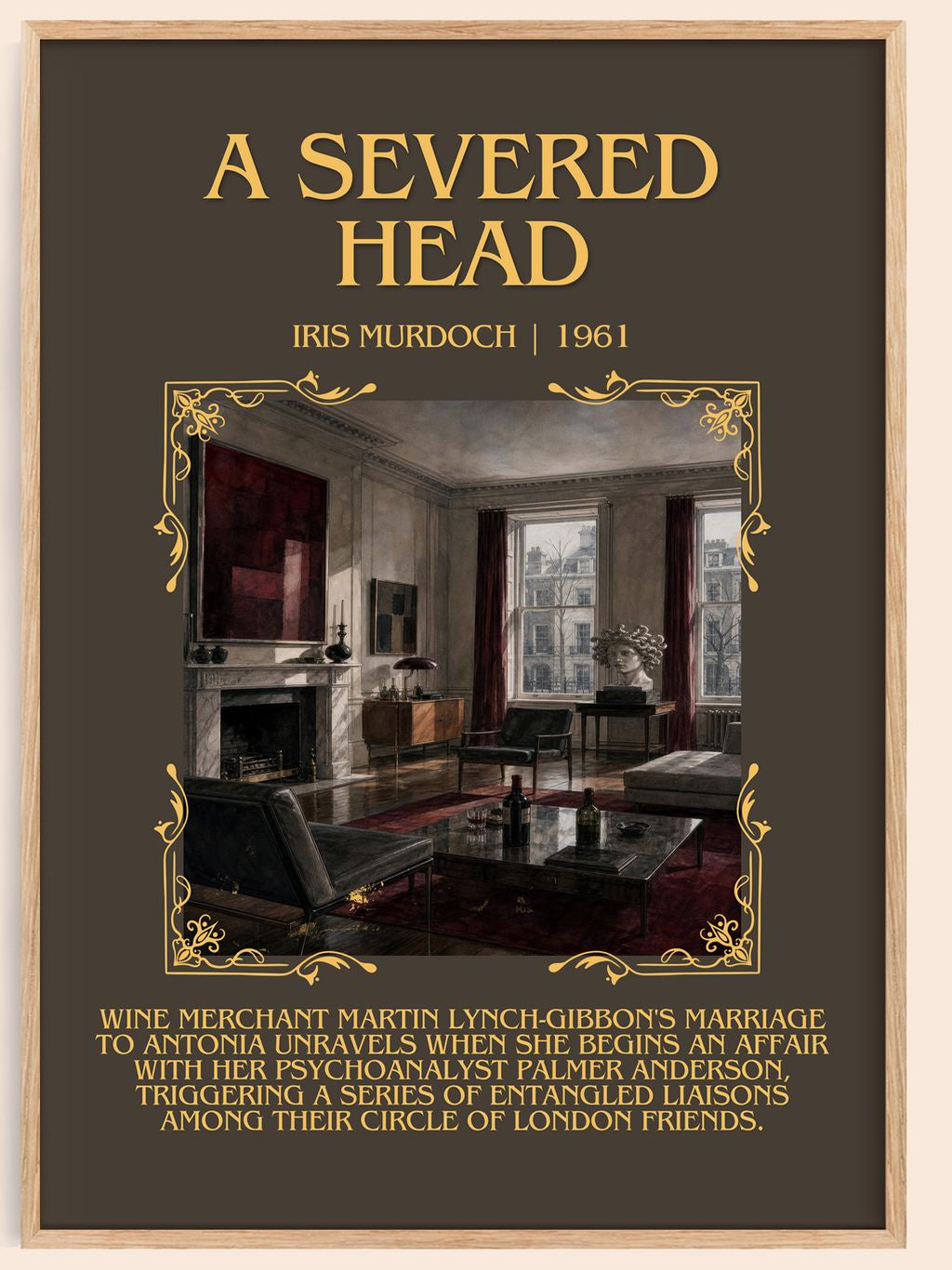 A Severed Head Minimalist Book Poster by Iris Murdoch – book poster