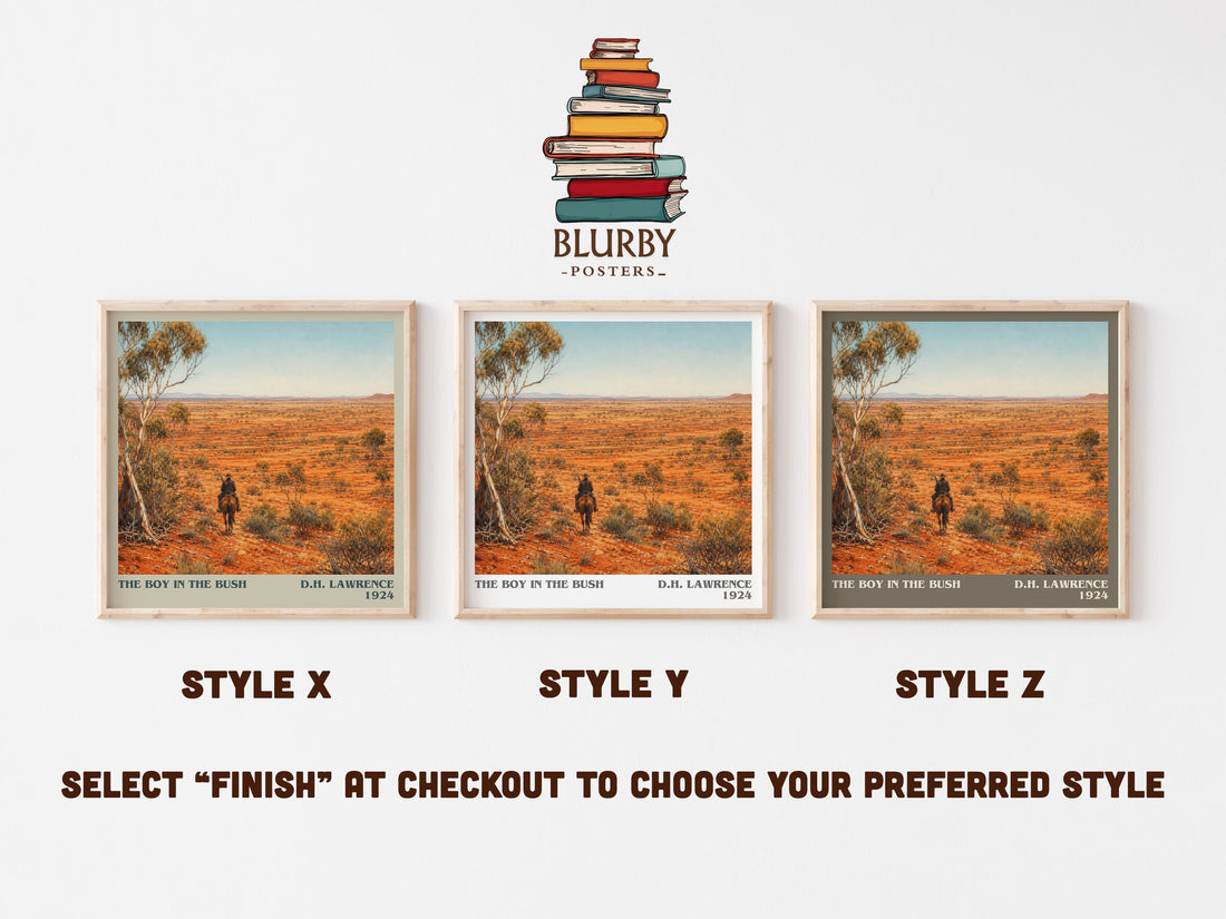 The Boy In The Bush literary print in frame leaning in hallway – coming of age wall art (mockup)