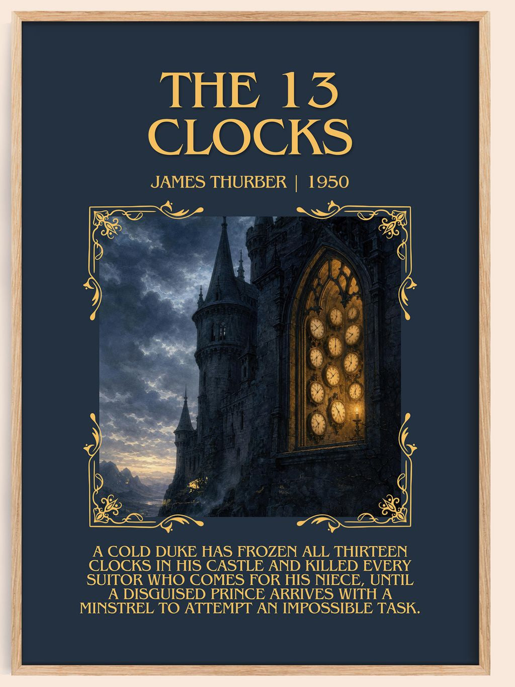 The 13 Clocks Minimalist Book Poster by James Thurber – book poster