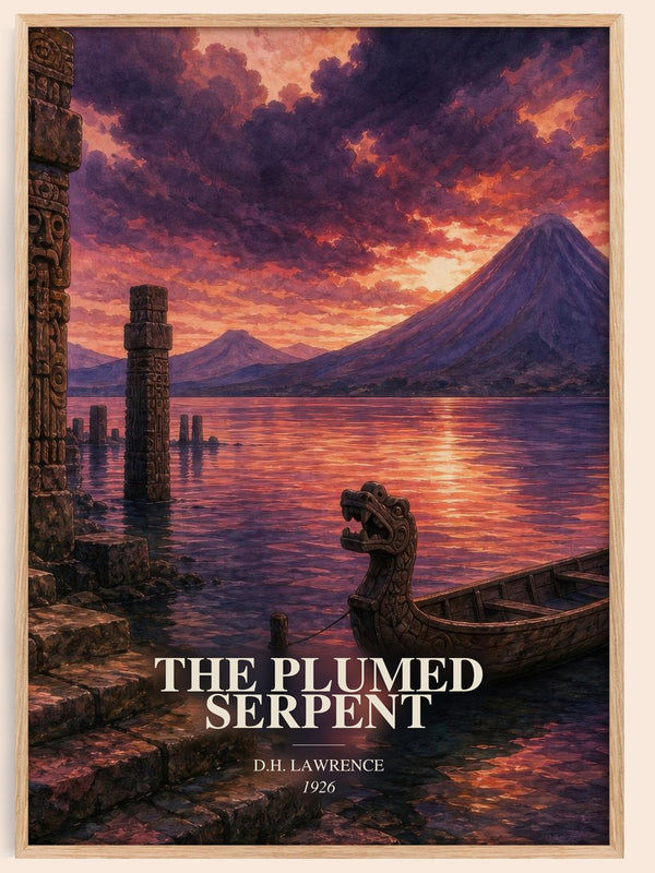 The Plumed Serpent watercolour book poster by D.H. Lawrence – framed literary art print