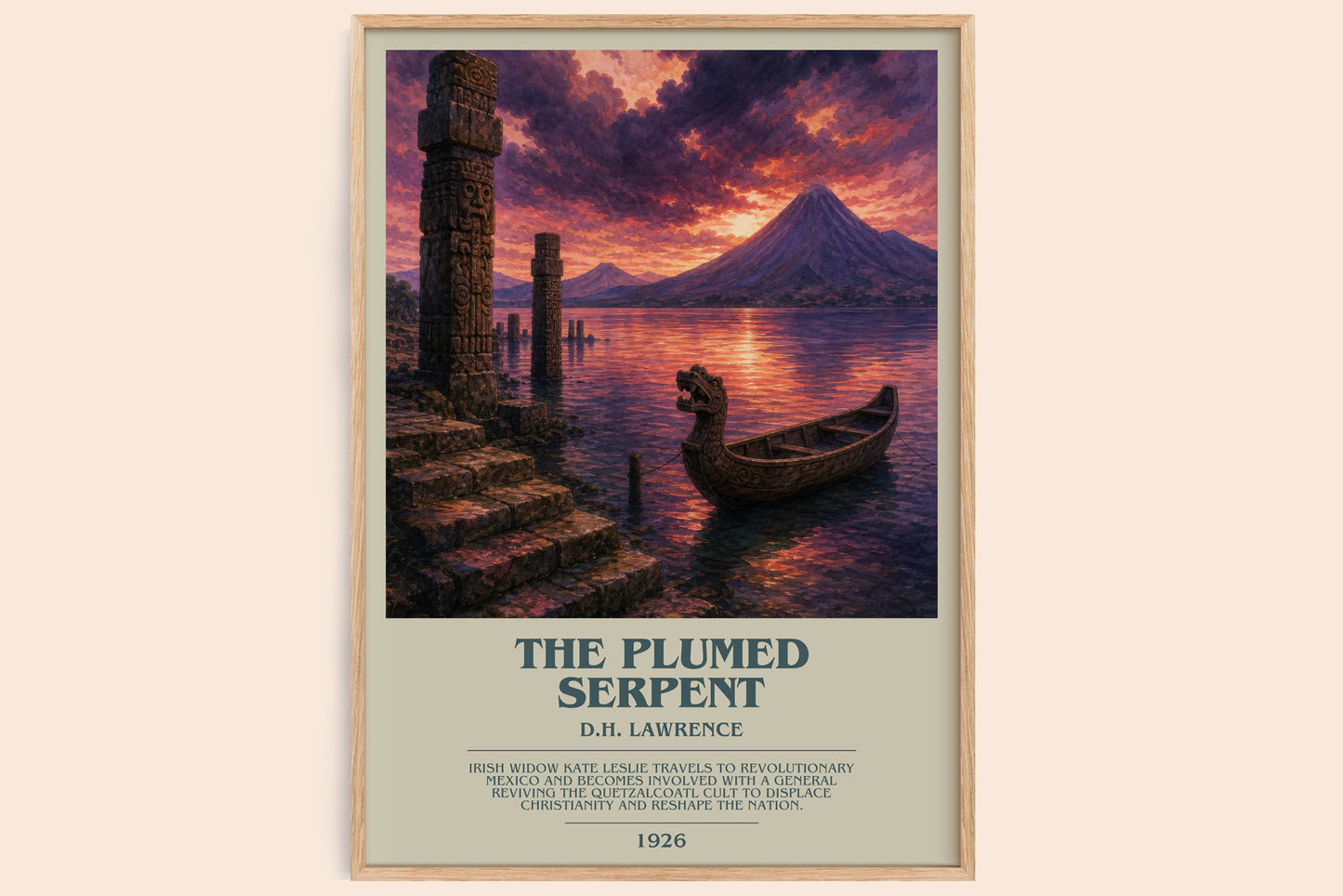 The Plumed Serpent bookish book poster by D.H. Lawrence – framed literary art print