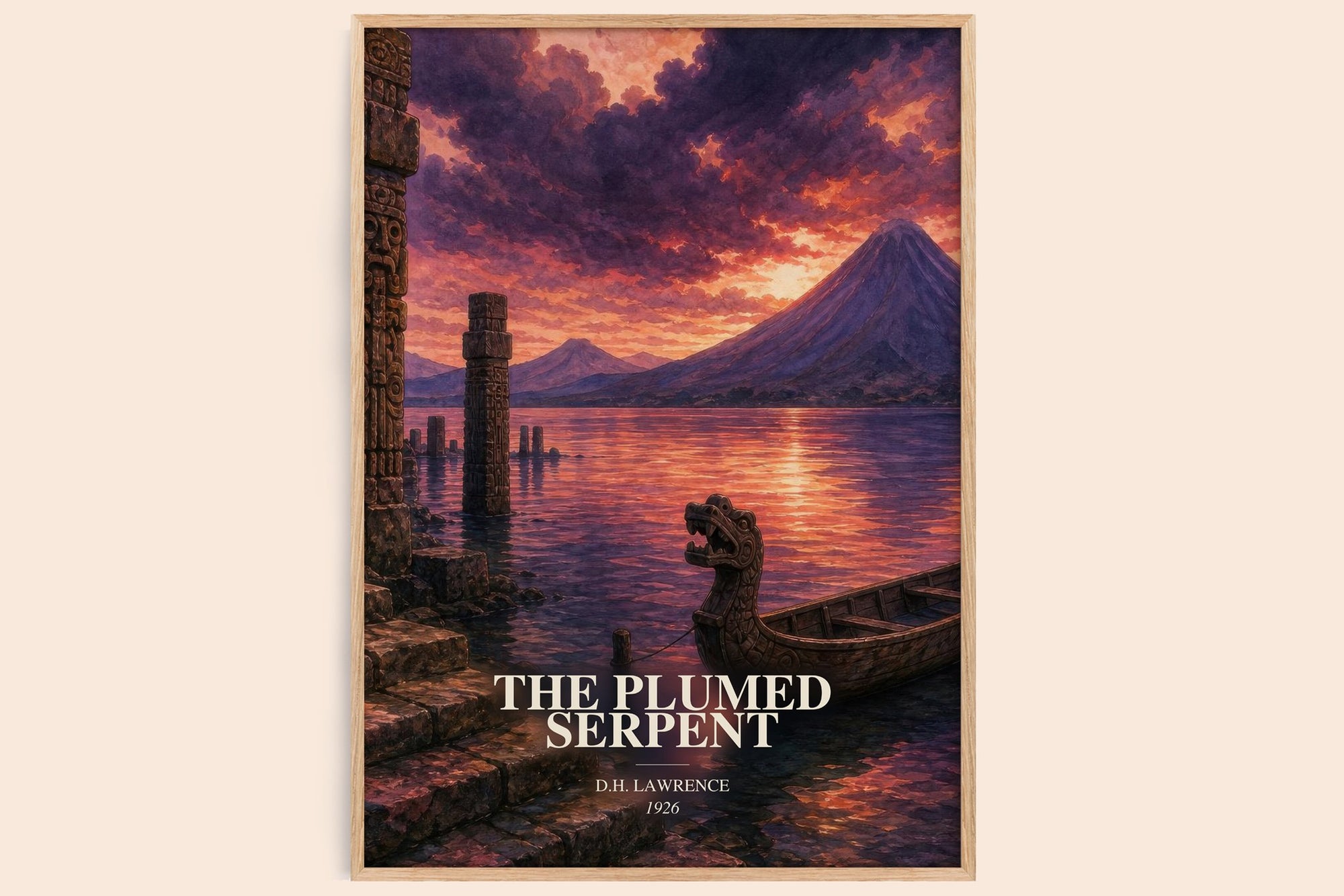 The Plumed Serpent watercolour book poster by D.H. Lawrence – framed literary art print